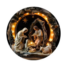 Crèche de Noël en 4 pièces avec figurines, représentation de la Sainte Famille, idéale pour décorer une table ou à poser pendant les fêtes.