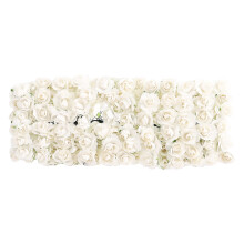 144 petites fleurs en papier blanc à tiges flexibles, roses artificielles pour la décoration de mariages et d'événements