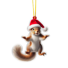Ornements de Noël en forme de glands et d'animaux de la forêt, pendentifs 2D en acrylique, décoration suspendue sur le thème de la forêt,