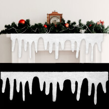 Jultappsgirlang under 5 dollar – Vit fluffig tygkant, kompatibel med juldekorationer