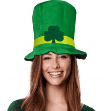Ierse hoed voor St. Patrick's Day, kabouterhoed met klavertje vier, groene fluwelen hoed voor St. Patrick's Day, St. Patrick's Day-decoraties