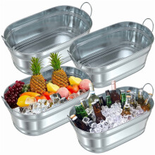 6.2 Gallon Large Galvanized Ice Buckets For Parties Wine Beverage Tub With Carry Handle For Home/Bar Beer Champagne Cocktails Coolings Supplies,4Pack