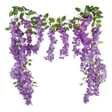 Konstgjorda blåregnsblommor Täta konstgjorda falska blåregnsblommor Ratta hängande girlang sidenblommor sträng hemfest bröllopsdekor lila