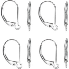 TOAOB 8pcs 925 Sterling Silver Leverback French Earring Hooks 10x16mm Hypo Allergenic Interchangeable Dangle Ear Wire Findings for Jewelry Making