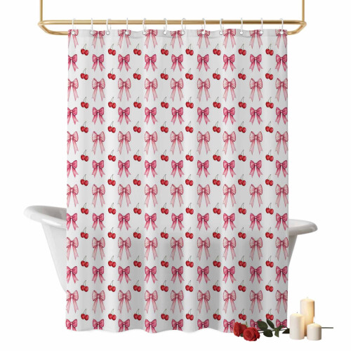 Κουρτίνα μπάνιου Sweet Bows, 36" x 72", Ροζ φιόγκος, Αδιάβροχη κουρτίνα μπάνιου με θέμα το 1