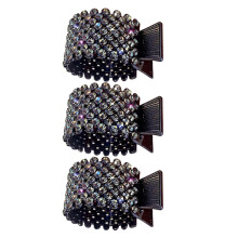 3 st svarta metall hårspännen strass halkfria hårklämmor för styling