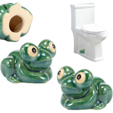 2Pcs Ceramic Frog Toilet Bolt Caps, Decorative Floor Bolt Covers, Easy Install, Compatible with Standard Toilets