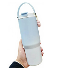 Gobelet isotherme de voyage étanche 600 ml avec poignée et paille, paille flexible, manchon en silicone, acier inoxydable, compatible avec les