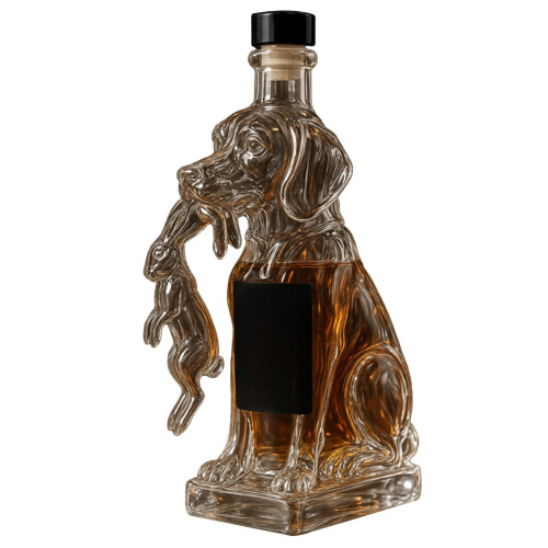 Håndblåst glass whiskykaraffel dyrehode 320 ml 1