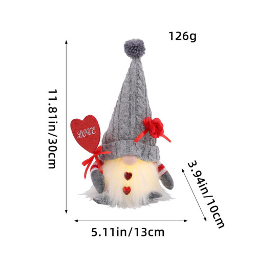 Valentine's Day Fabric Gnome - Gray 2