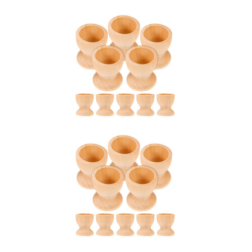 20Stk Holz Eierhalter Khaki Eierbecher Küchenutensilien 1