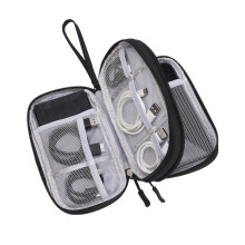 (Black double-layer data cable package) Travel Cable Organizer Case for Chargers & Cords