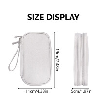 (Gray double-layer data cable package) Travel Cable Organizer Case for Chargers & Cords
