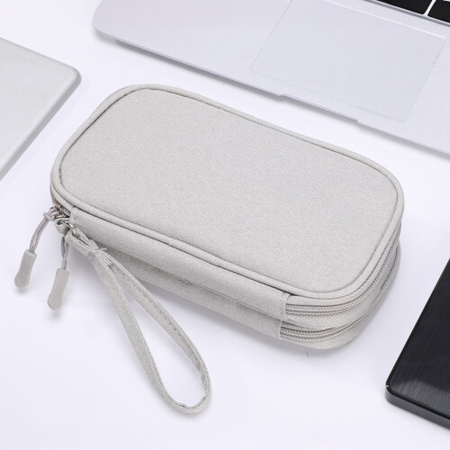 (Gray double-layer data cable package) Travel Cable Organizer Case for Chargers & Cords 2