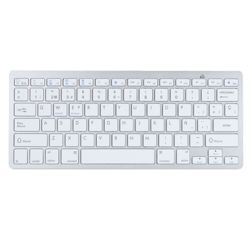78 Keys Wireless Bluetooth Spanish Keyboard Thin Silver White for Laptop & Desktop 1