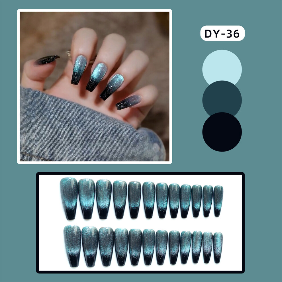 Penghui-Toys Blue/Black (Standard) 24Pcs & Press On Nails Diy Manicure