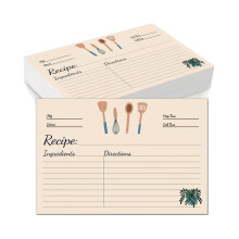 50pcs Thick Recipe Cards for Kitchen Binder