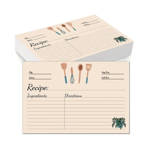 50pcs Thick Recipe Cards for Kitchen Binder