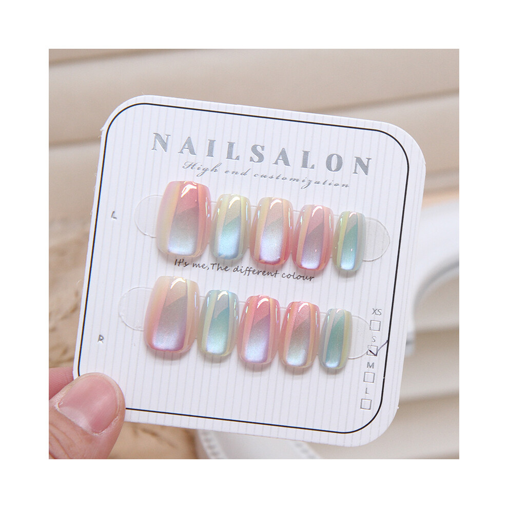 Penghui-Toys (S) Cat Eye Press On Nails - Gradient Fake Nails