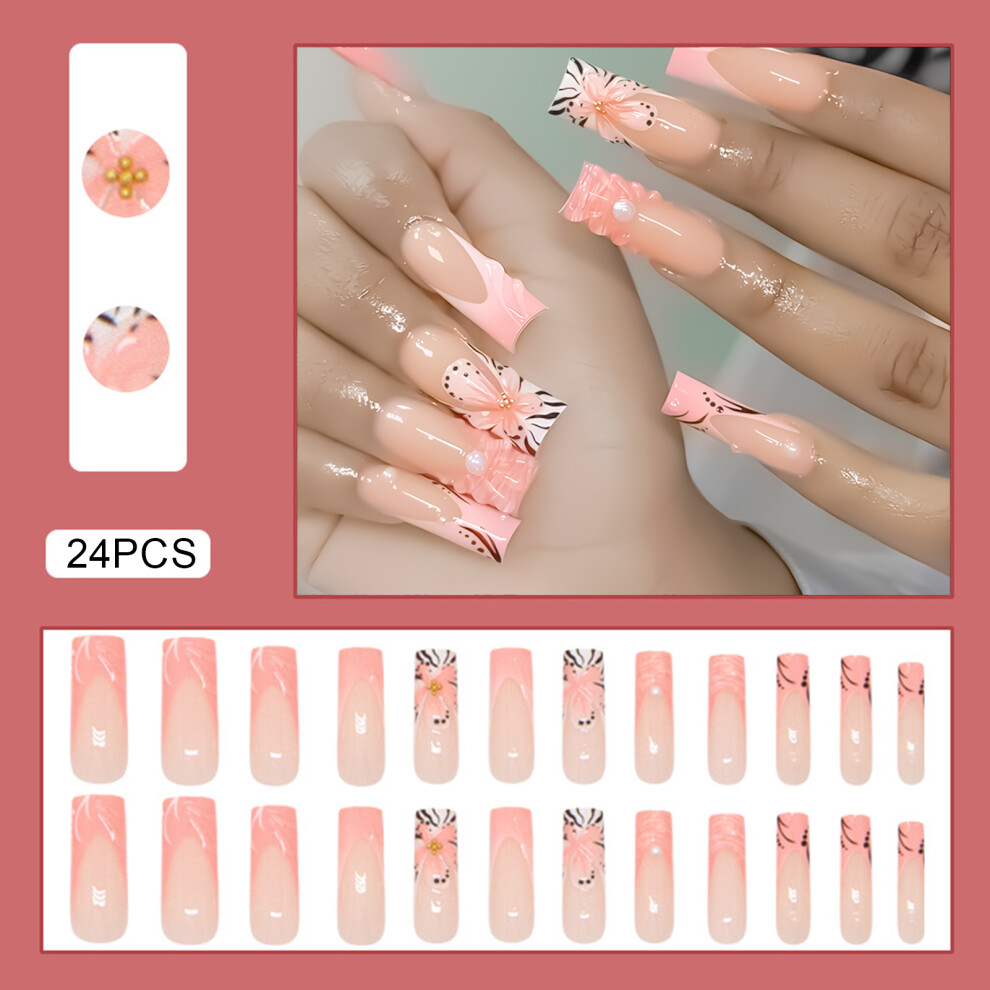 Penghui-Toys 24Pcs French Tip Press On Nails - Stage Wear
