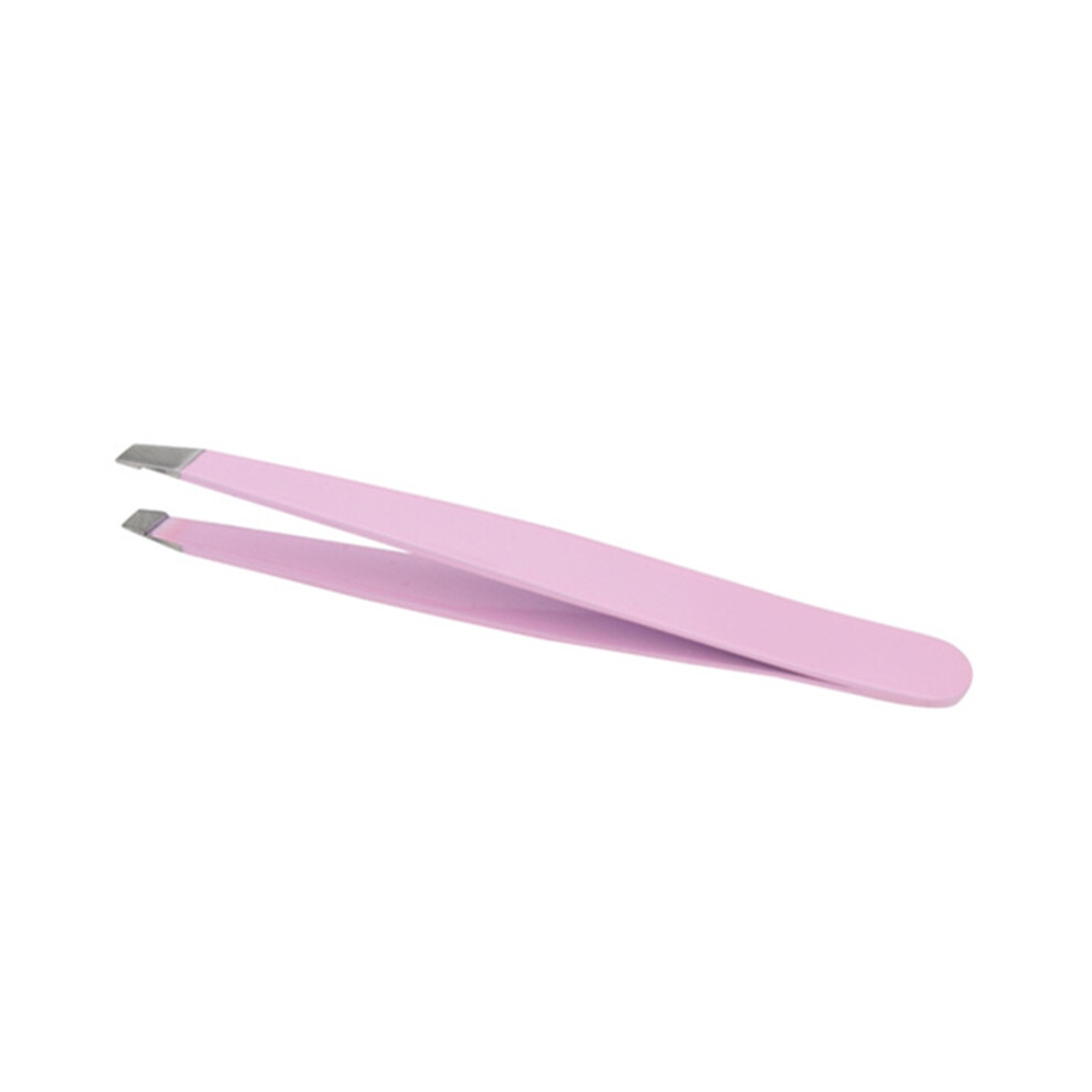 Creation-3C (Pink) Stainless Steel Slant Tweezers For Eyebrow Hair Removal