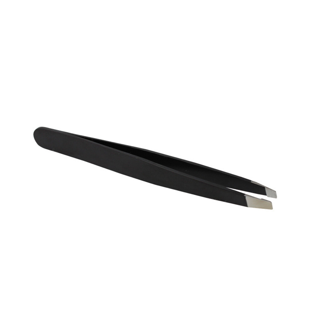 Penghui-Toys (Black) Stainless Steel Slant Tweezers For Eyebrow Hair Removal