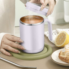 Mug isotherme avec poignée et couvercle, en acier inoxydable 304 à double paroi sous vide – Maintient les boissons chaudes ou froides – Violet