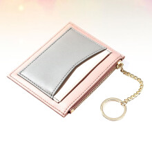 Portafoglio con cerniera da donna, piccolo e multifunzionale, in rosa alla moda.