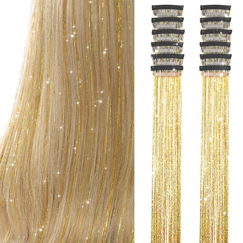 12 stk. glitter-clips-hårextensions 20 tommer