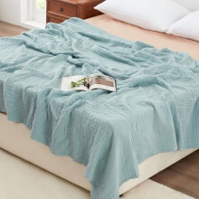 Coperta in mussola di cotone 100% a 6 strati, misura king size 274x228 cm, leggera e traspirante, in garza di cotone per adulti, colore ciano.