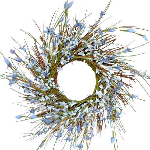 Στεφάνι από λουλούδια Forsythia, μπλε 14 ιντσών