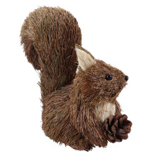 Figurine d'écureuil en paille grise, ornement décoratif pour Noël, table et décoration intérieure