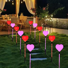 Luzes solares de LED para o Dia dos Namorados, formato clássico, para decoração externa de jardim, quintal e pátio. De uma a seis unidades, criam