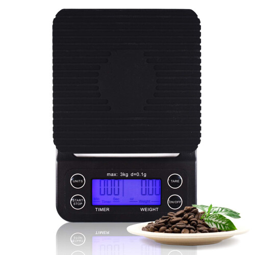 Digital Coffee Scale with Timer for Pour Over and Drip Coffee Coffee Scale with Timer Small 3KG electronic scale black