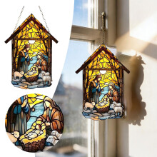 2026 Christmas Nativity Ornament – Holy Family Stained Glass Acrylic, Baby Jesus Tree Decor, Catholic/Christian Gift for Women & Friends