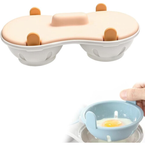 Microwave Egg Cooker Steamer Poacher Blue Double Row