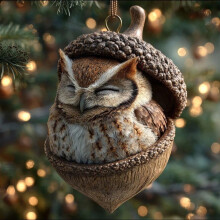 Ornements de Noël 3D en forme de glands, animaux de la forêt, décoration chaleureuse pour sapin de Noël sur le thème des animaux, ornements à