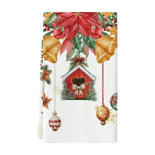 Torchon de cuisine en coton imprimé, motif Noël, lot de 1
