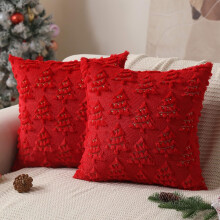 Housse de coussin sapin de Noël 45 x 45 cm, style bohème, pour les fêtes