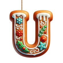 Ornement de sapin de Noël en pain d'épice de 8 cm avec 26 lettres et pendentif – Décoration suspendue en acrylique, compatible avec U