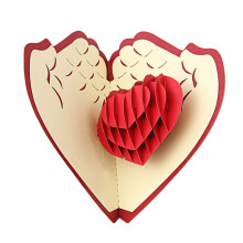 Valentinstagskarte, 3D-Design in Rot, Erinnerungsmotiv, 1 Stück