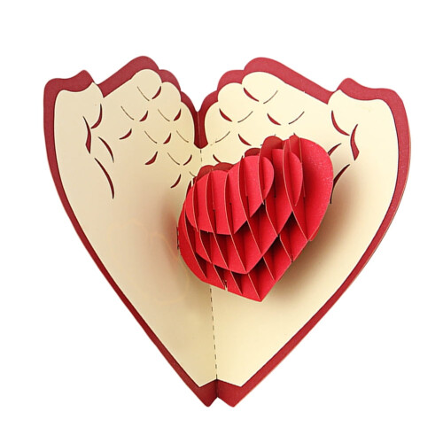 Valentinsdagskort3D rødt minnedesign1 stk.