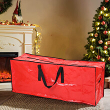 CYBIBO Christmas Tree Storage Bag, 48"x20"x15", PE Woven, Waterproof, Zippered, Carry Handles (Red)