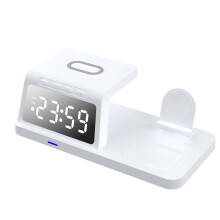 7 In 1 Charging Station With Clock Wireless Charger Fast Charging Dock For Mobile Devices And Accessories