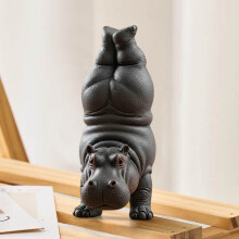 Hippo yoga master resin figurine 3D printed desktop decor