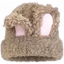 Gorro feminino felpudo estilo anos 2000 com orelhas de coelho, ideal para o inverno.