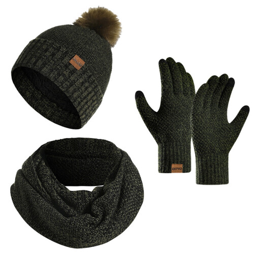 Strickmütze, Schal und Handschuhe für Damen (Set)