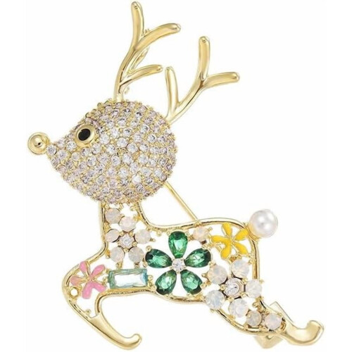 Broche de rena com strass para mulheres