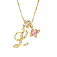 Heart-shaped diamond-encrusted initial pendant necklace