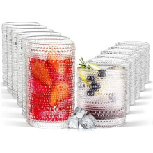 Hobnail drikkeglas sæt med 12 – 283 ml og 283 ml